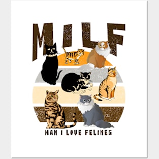 MILF Man I Love Felines Sunset Vintage Posters and Art